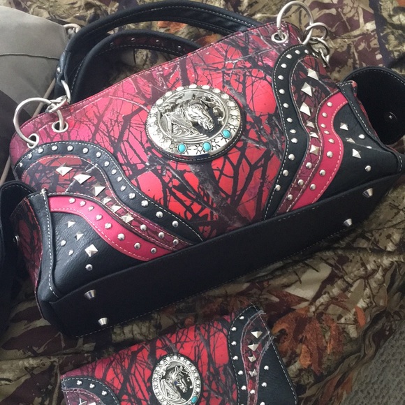 Handbags - Pink camo purse